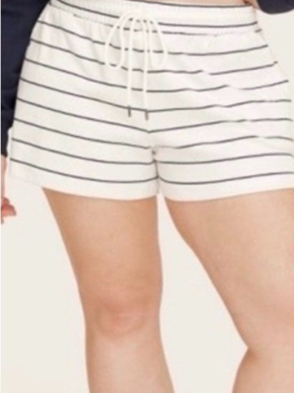 Striped White Drawstring Athletic Shorts